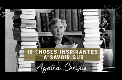 Agatha christie entourée de piles de livres