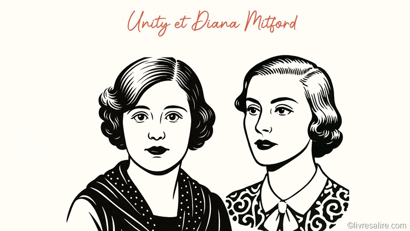 Les soeurs Mitford : Unity et Diana Illustration noir et blanc des soeurs Mitford : Unity et Diana